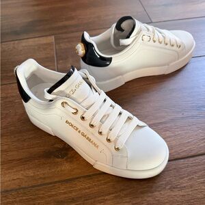 Dolce & Gabbana Portofino Logo Lettering Sneakers Size 37.5